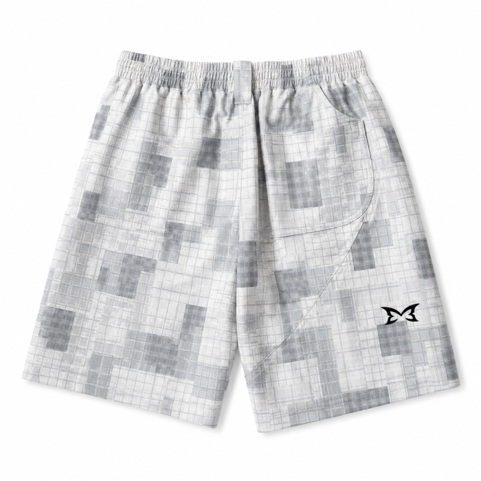 Mertra Patchwork Plaid Shorts - White / Grey