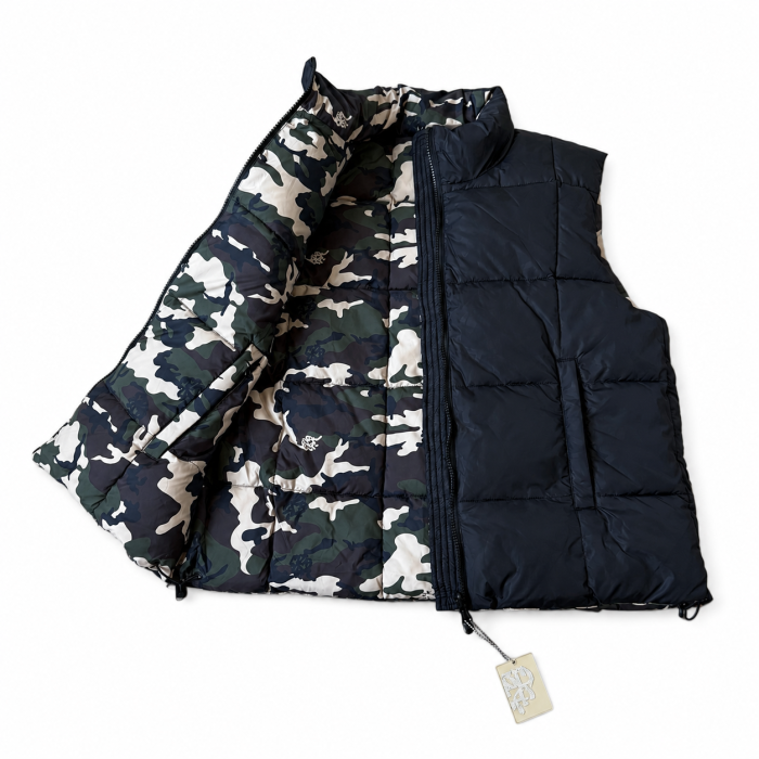 Mertra Reversible Gilet Puffer - Black & Camo