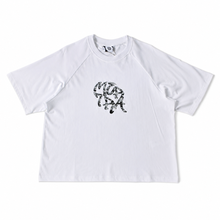 Mertra Glitch Camo T-Shirt - White & Grey