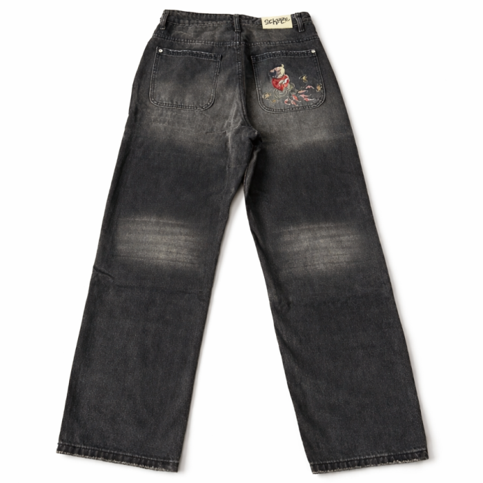 Derschutze Koi Fish Denim Jeans - Black & Grey