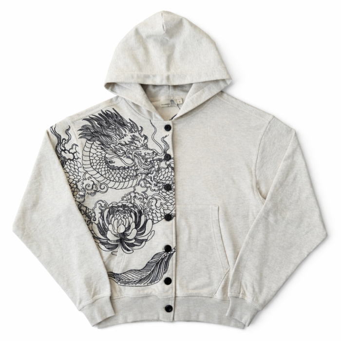 Derschutze Yakuza V2 Button Up Hoodie - Grey