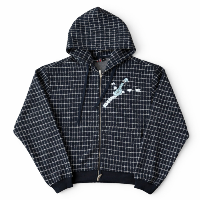 Derschutze On Air Tweed Zip-up Hoodie - Black & White