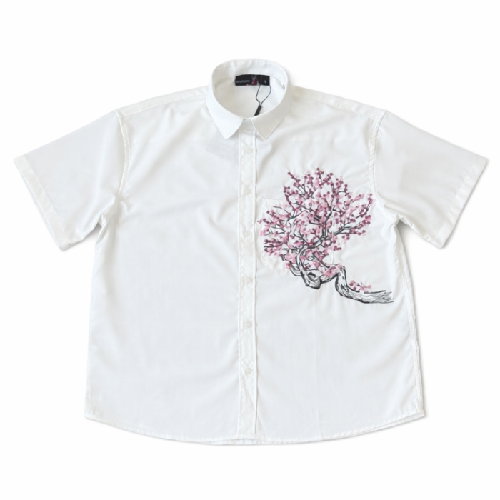 Derschutze Cherry Blossom V2 Short Sleeve Shirt - White