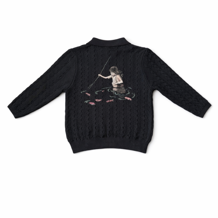 Derschutze Lotus V2 Long Sleeve Polo Knit - Black