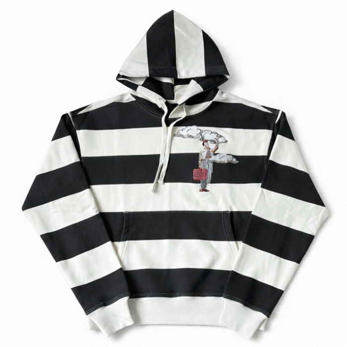Derschutze On Air Striped Hoodie - Black & White