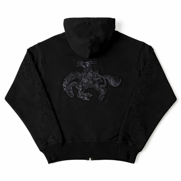 Derschutze Western Zip-up Hoodie - Black