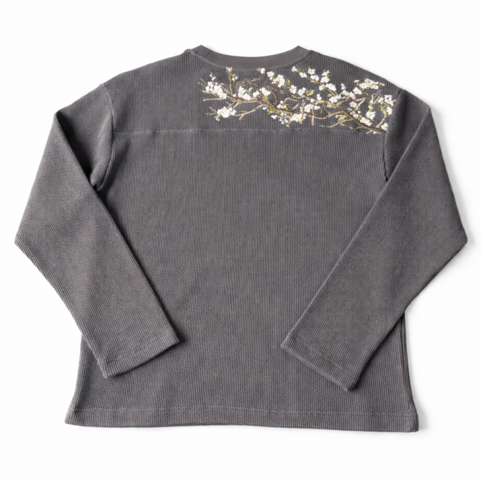 Derschutze Blossom Waffle Long Sleeve T-shirt - Dark Grey