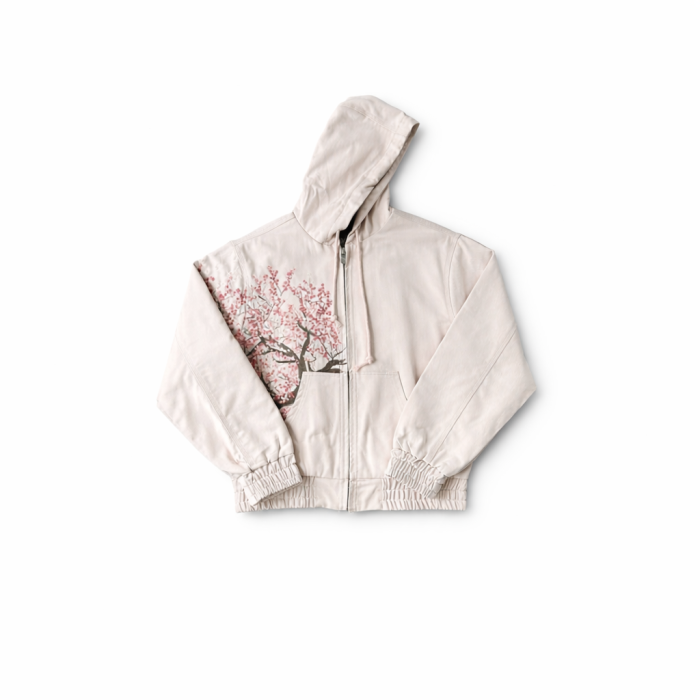 Derschutze Cherry Blossom Workwear Jacket - Pink & Off White