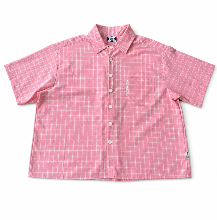 Mertra Short Sleeve Plaid Shirt - Pink