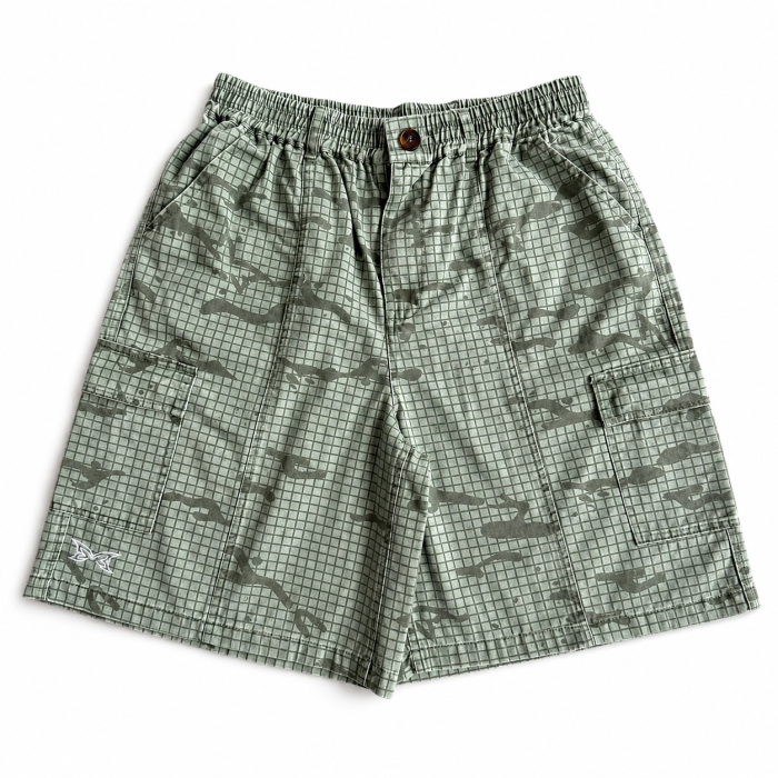 Mertra Grid Camo Shorts - Green